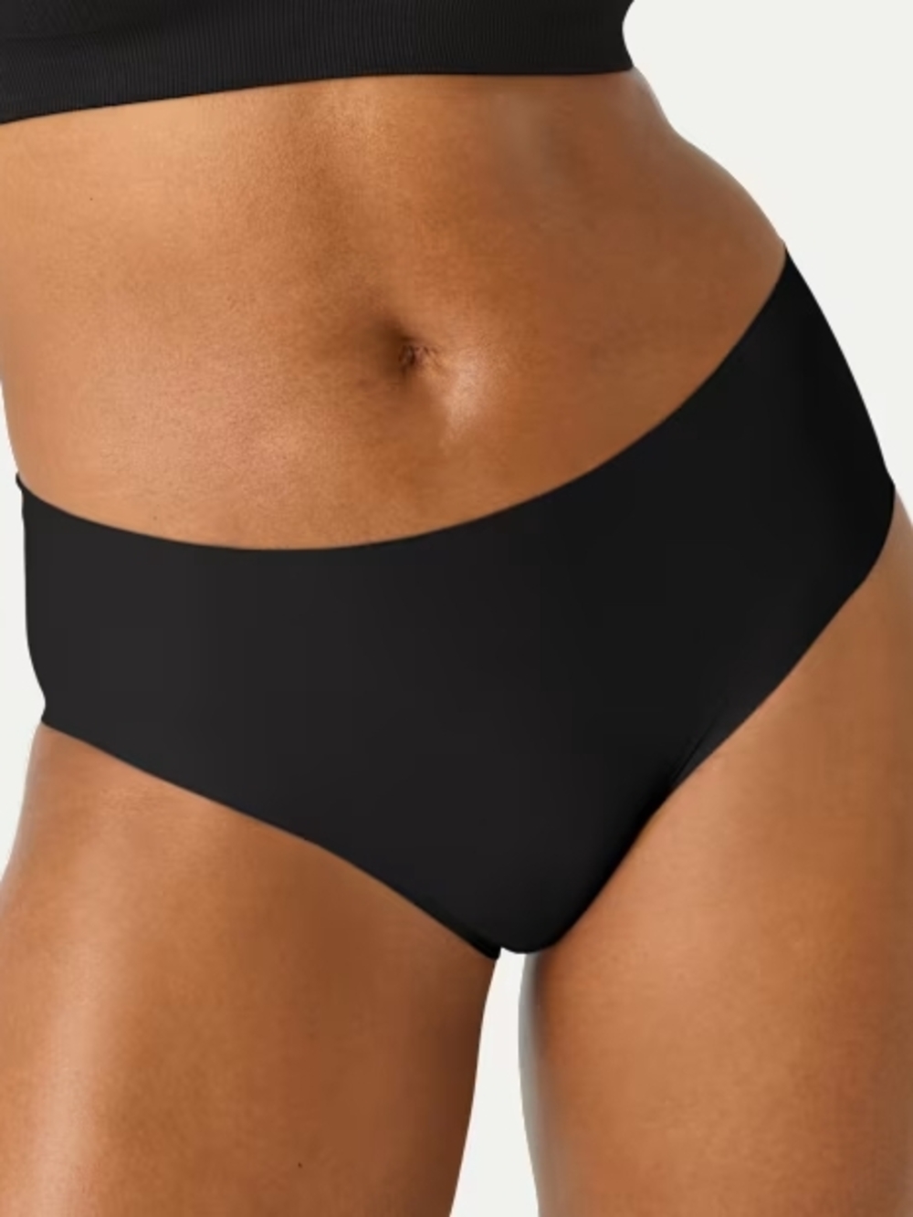 Seamless High-Cut Hipster Panty - Black Size Small New 2 Pairs